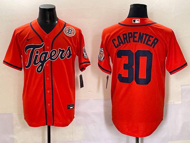 Men 2025 Detroit Tigers 30 Carpenter Orange Game Nike MLB Jersey style 5